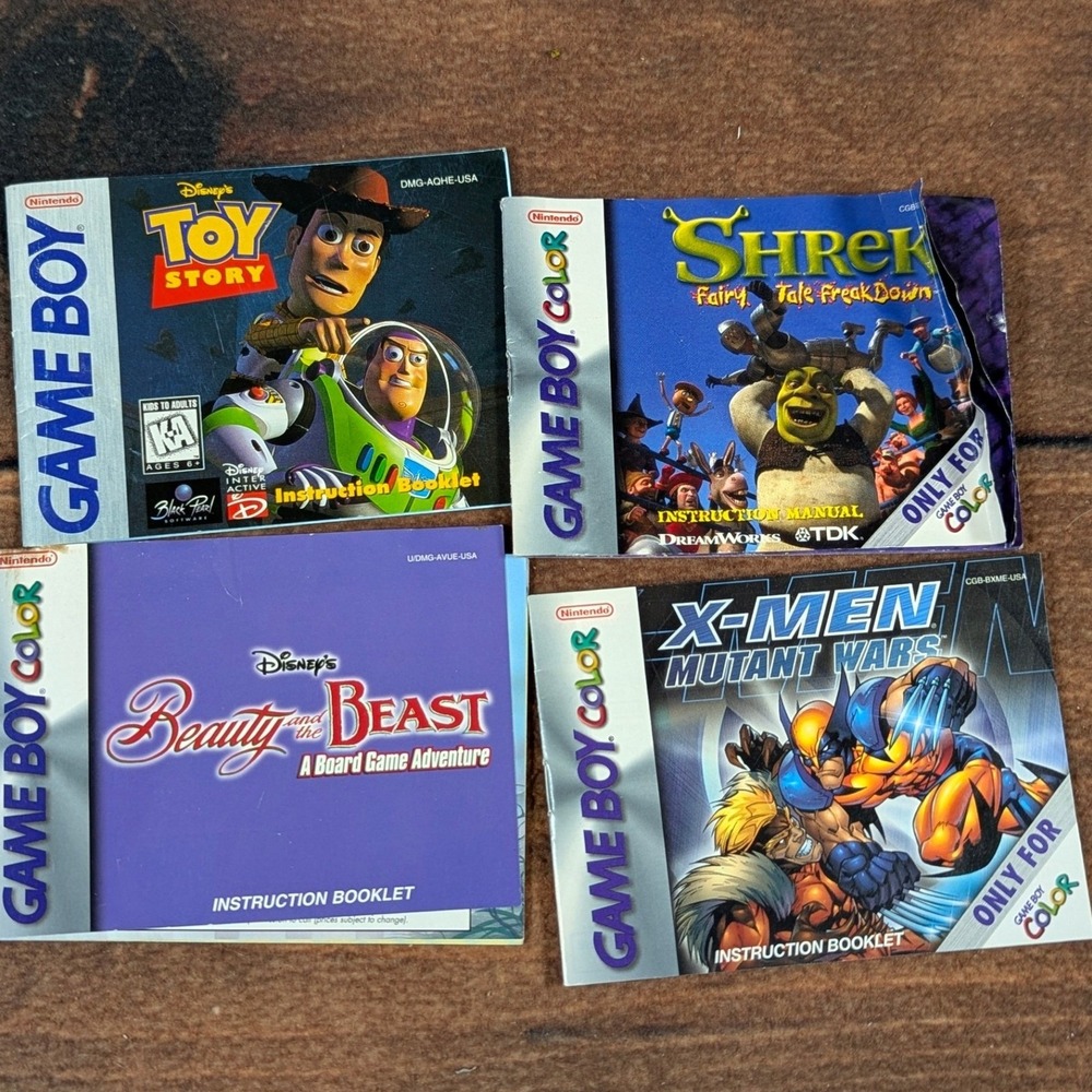 Nintendo Game Boy Color Manuals Lot Toy Story Shrek X-Men Beauty‎ Beast